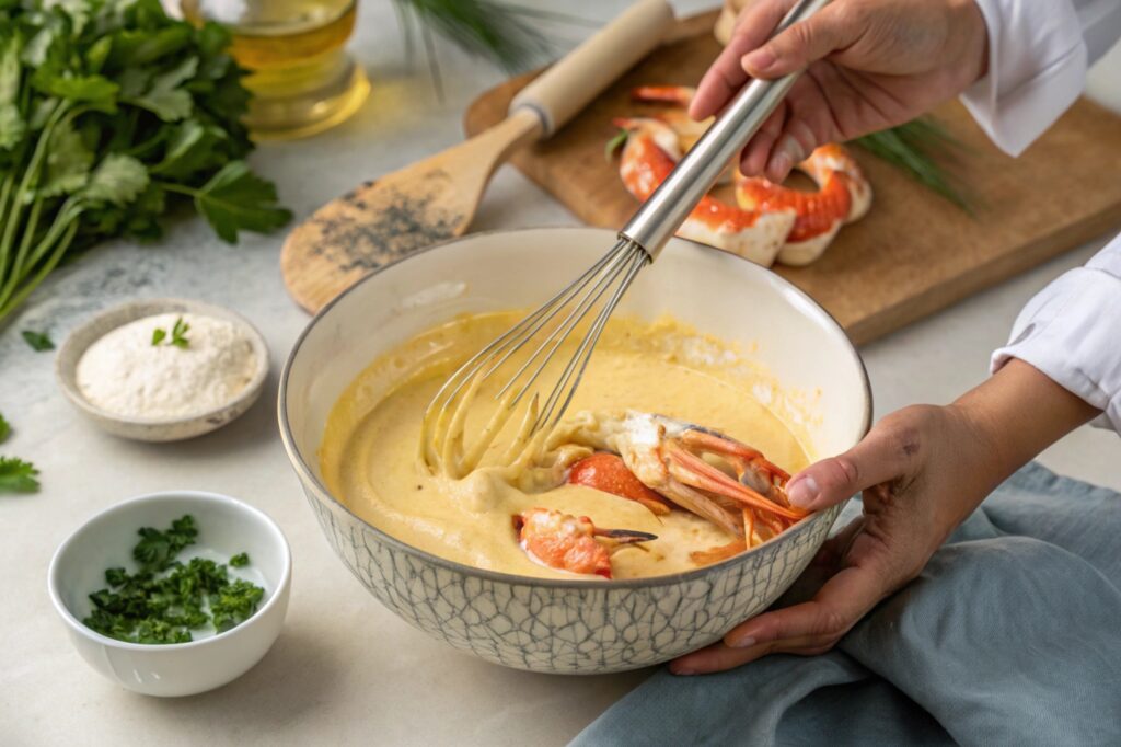 The preparation of Crab Brulee 