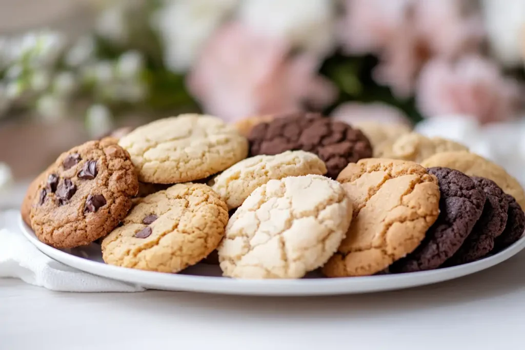A plate of Crumbl-inspired cookies in various flavors.
