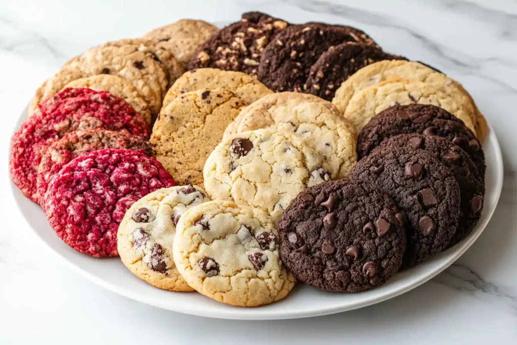 A Crumbl Cookie cut open to reveal a soft, chewy center.