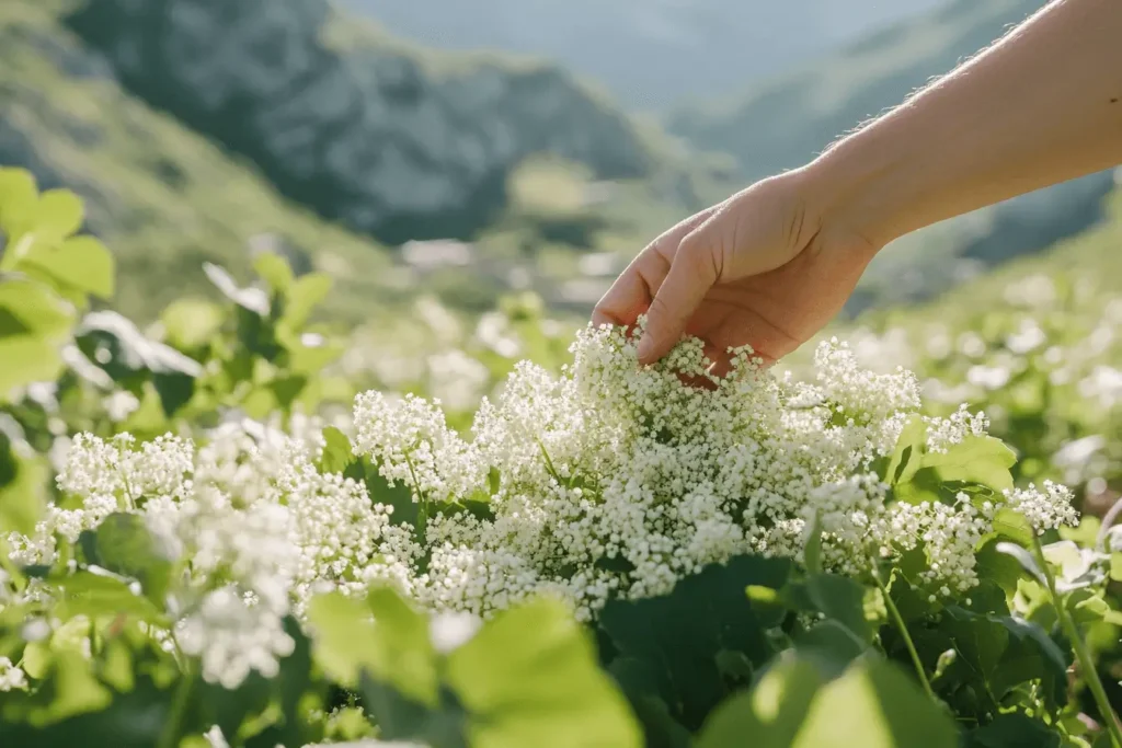 Handpicked elderflowers in the French Alps for St-Germain.