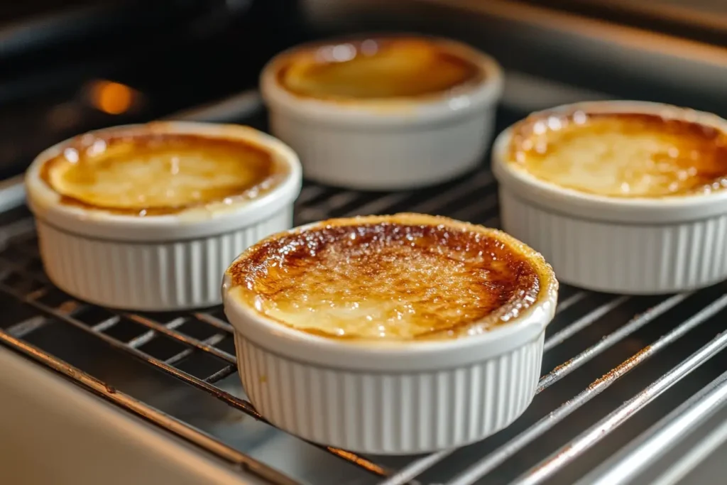 Hot spoon caramelizing crème brûlée